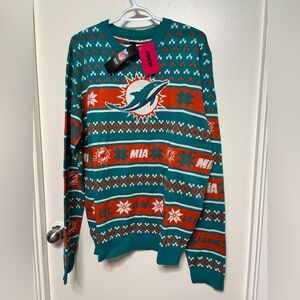 BNWT NFL MIAMI DOLPHINS UGLY CHRISTMAS SWEATER Large